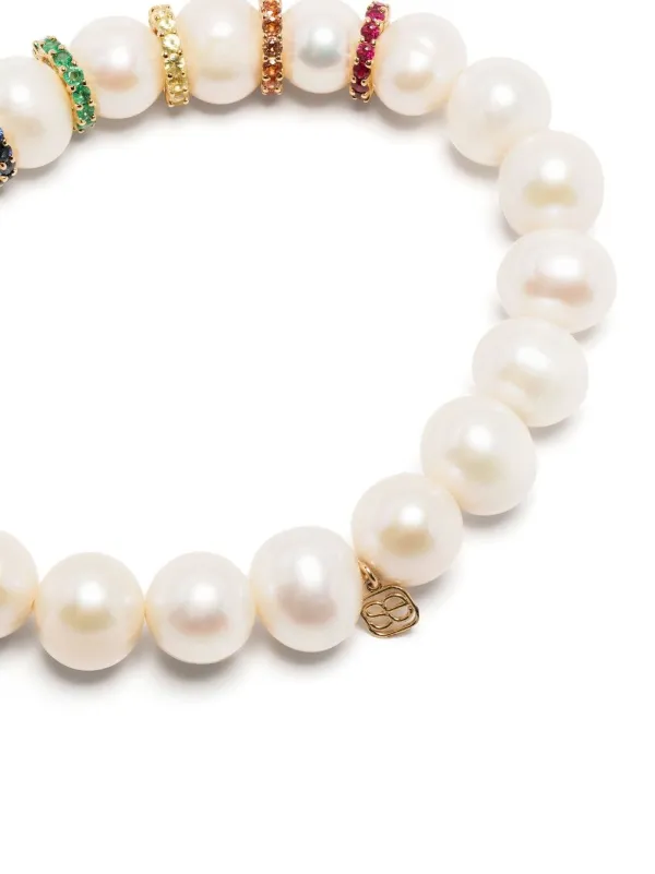 Sydney Evan 14kt Yellow Gold multi-stone Pearl Bracelet White