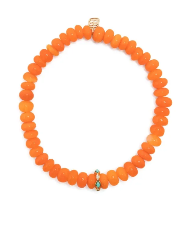 Sydney Evan 14kt Yellow Gold Opal Beaded Bracelet in Orange