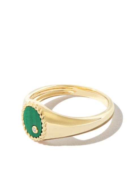 Yvonne Léon 9kt yellow gold malachite signet ring