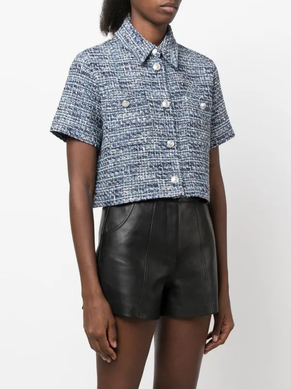 Maje Colly Tweed Cropped Shirt - Farfetch