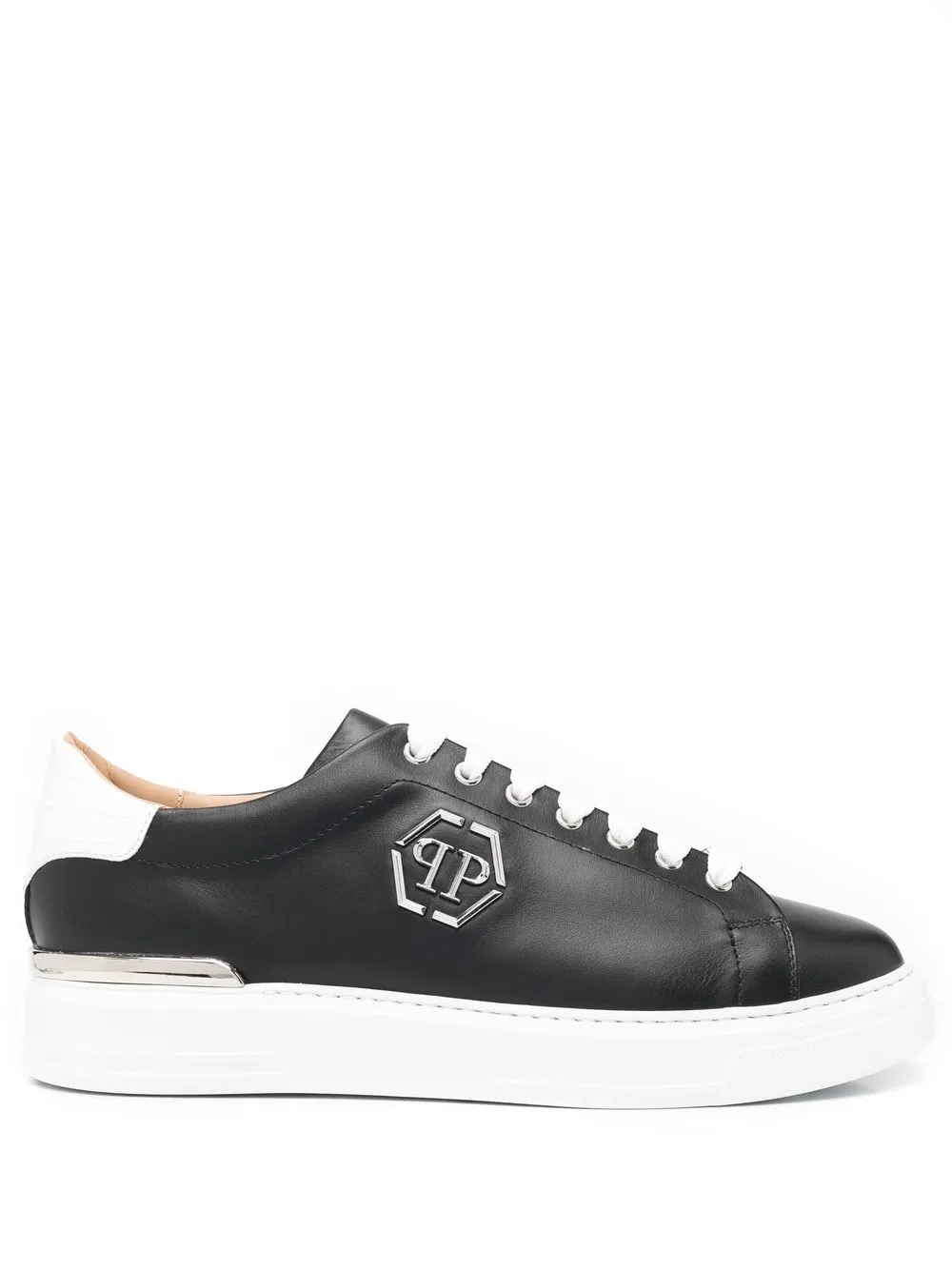 

Philipp Plein tenis con agujetas y placa del logo - Negro