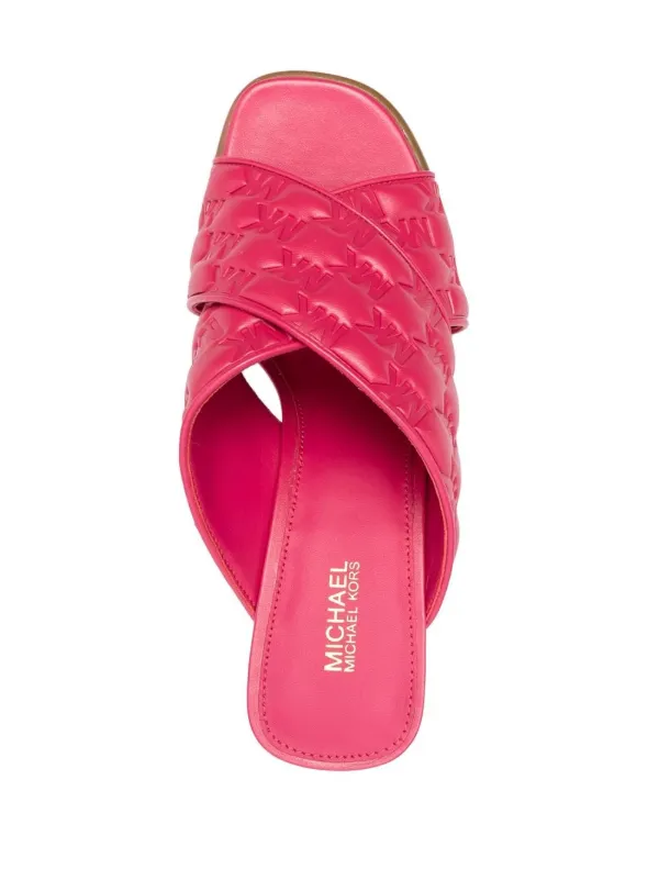 Michael Michael Kors 90mm Interwoven Leather Sandals Pink