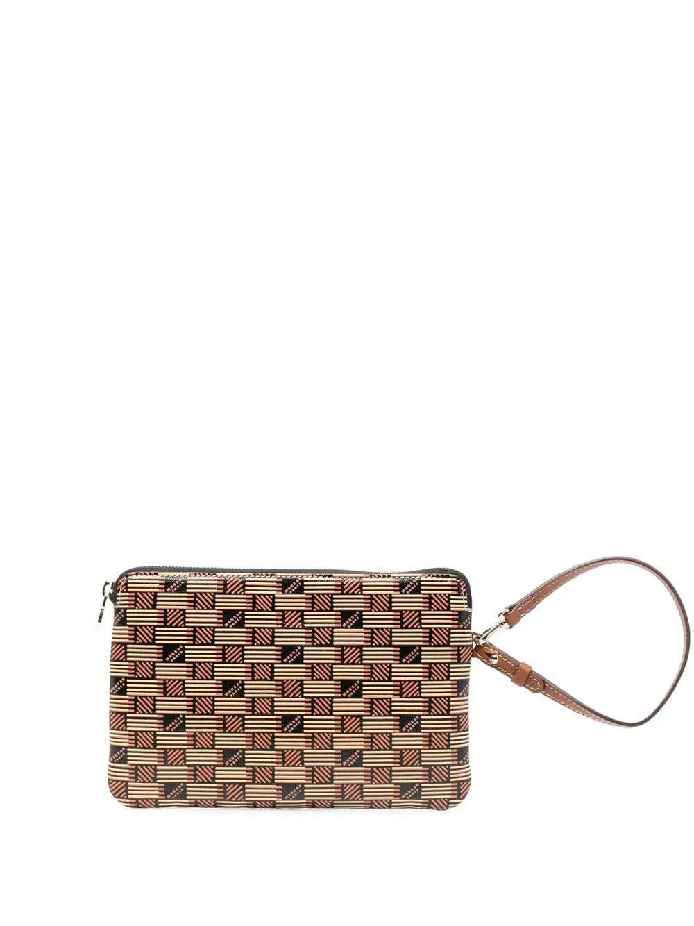 

Moreau printed leather clutch bag - Brown