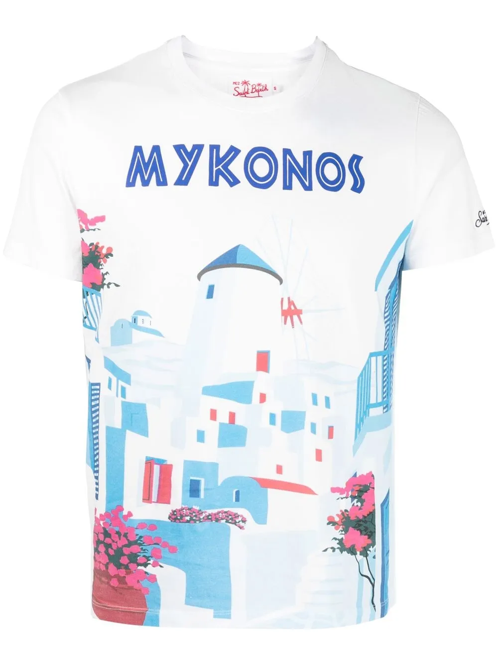 

MC2 Saint Barth playera con estampado Mykonos Postcard - Blanco