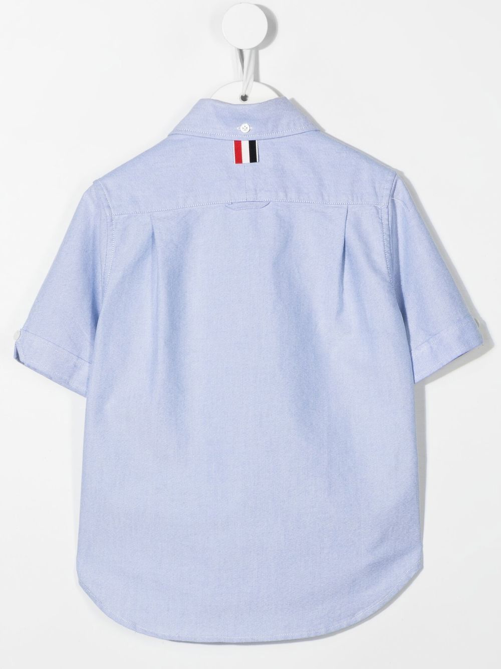 Shop Thom Browne Logo-patch Short-sleeve Shirt In Blue