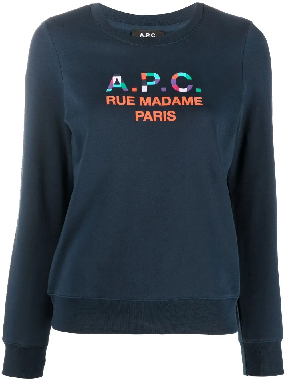 

A.P.C. suéter con cuello redondo y logo estampado - Azul
