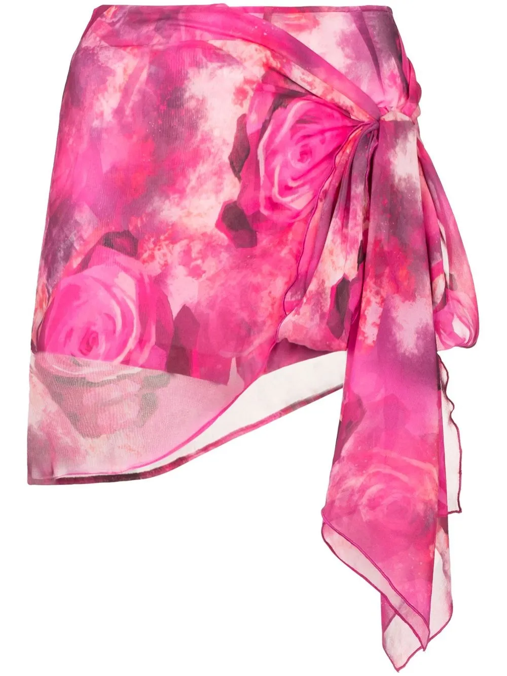 

Kim Shui rose-print silk skorts - Pink