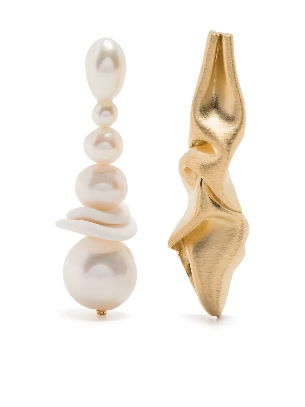 

Completedworks Crumple asymmetric pearl earrings - Gold