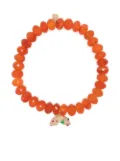 Sydney Evan 14kt yellow gold Rainbow charm carnelian bracelet - Orange