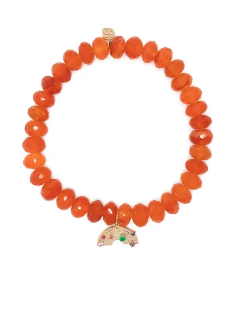 Sydney Evan 14kt yellow gold Rainbow charm carnelian bracelet