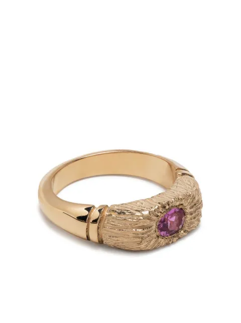 Bleue Burnham 9kt Hand me Down Gelbgold-Siegelring mit Saphir