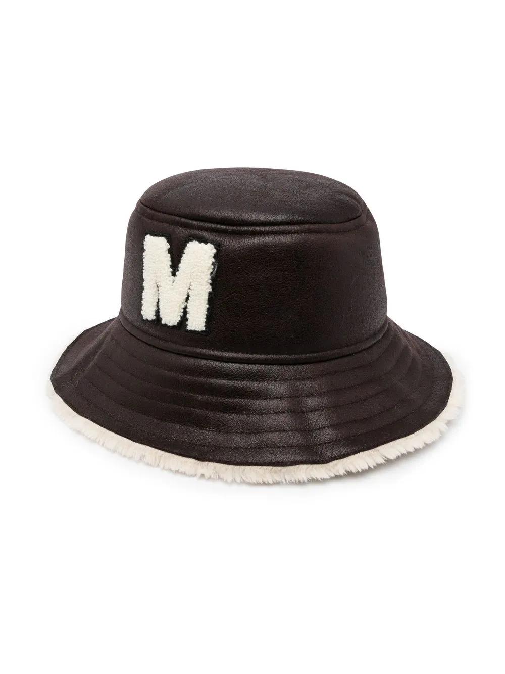 

MM6 Maison Margiela Kids gorro con parche del logo y cuero artificial - Marrón