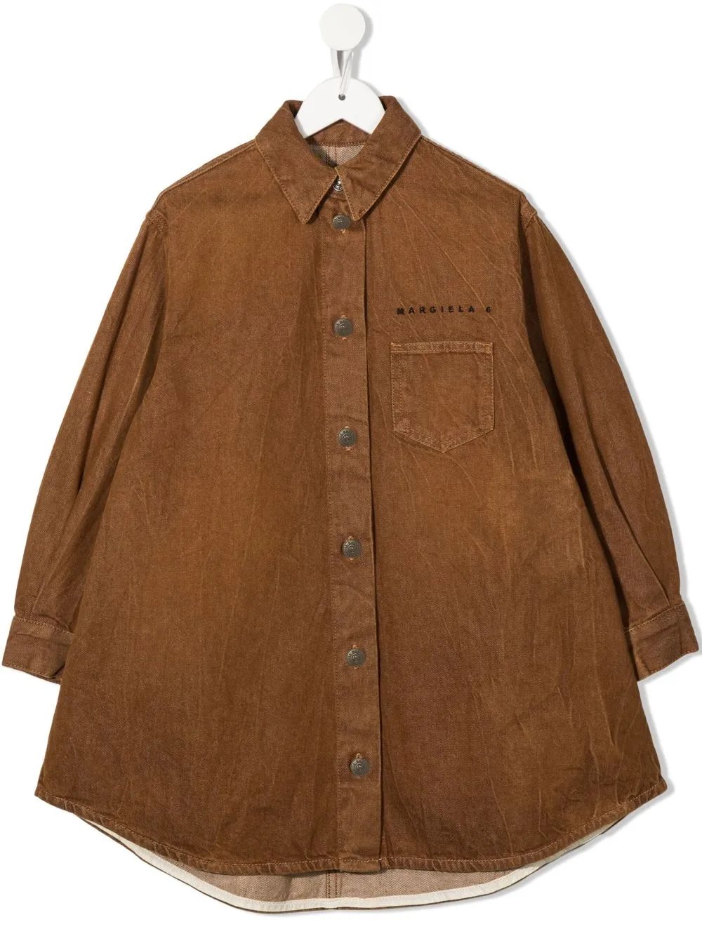 

MM6 Maison Margiela Kids logo-embroidered shirt dress - Brown