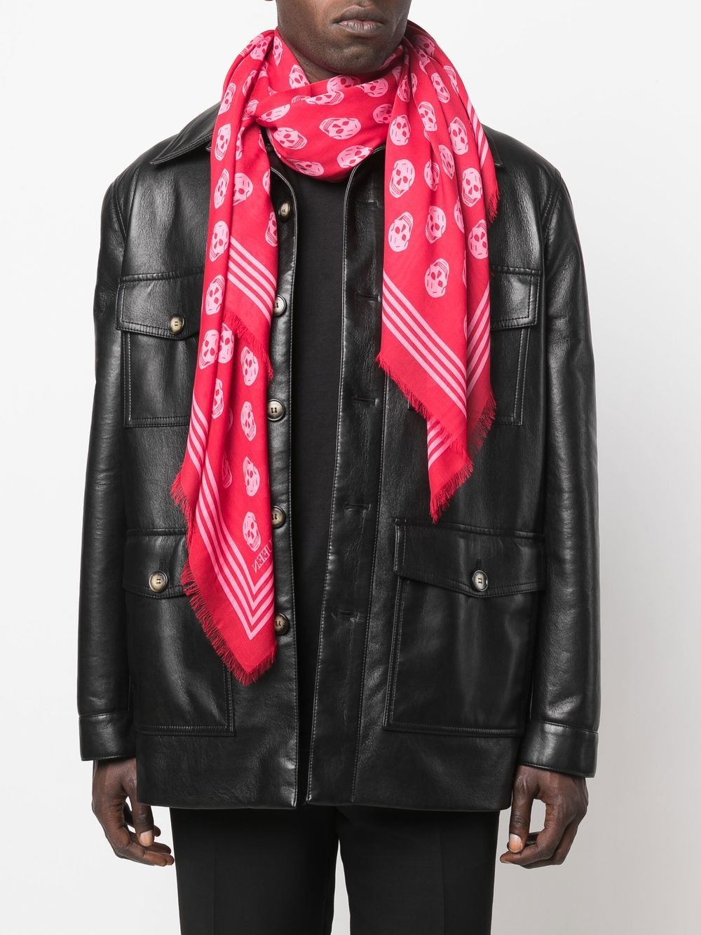 Alexander McQueen Sjaal met doodskopprint - Rood