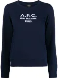 A.P.C. Tina logo-embroidered cotton sweatshirt - Blue