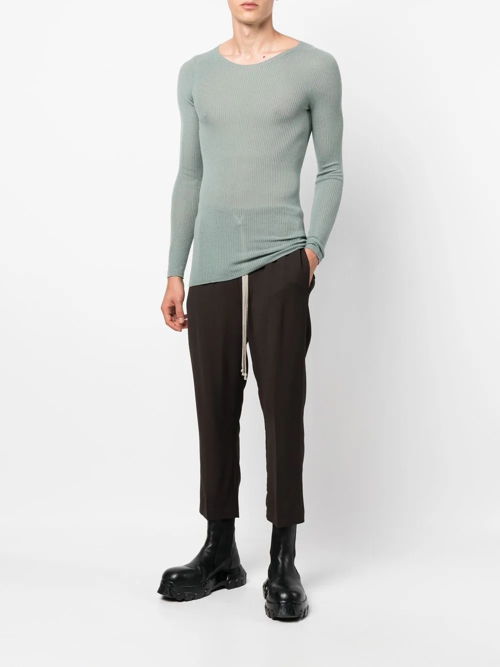 RICK OWENS RIBBED-KNIT WOOL TOP