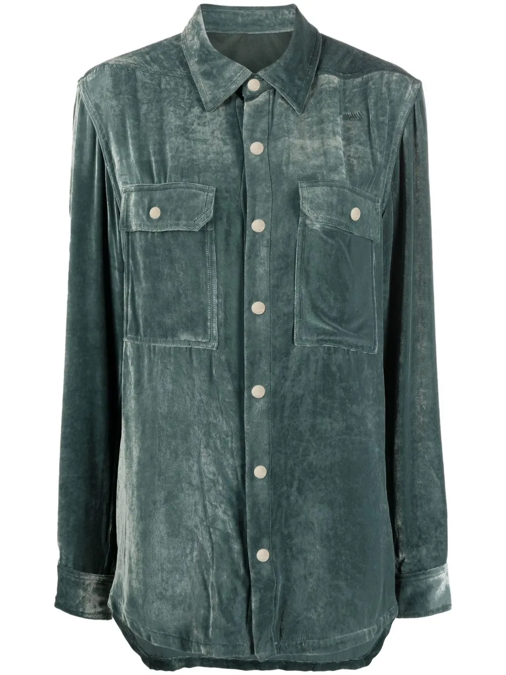 

Rick Owens camisa de terciopelo manga larga - Verde