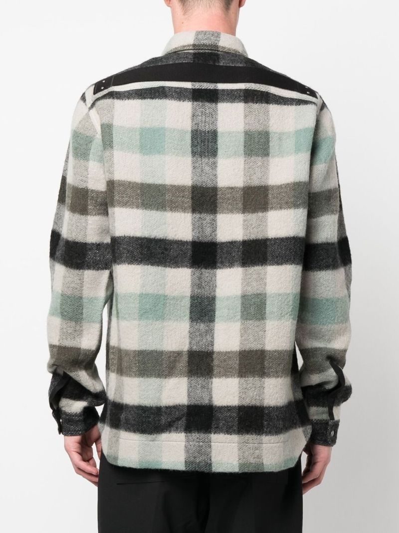 Rick Owens plaid-check print overshirt jacket neutrals | MODES