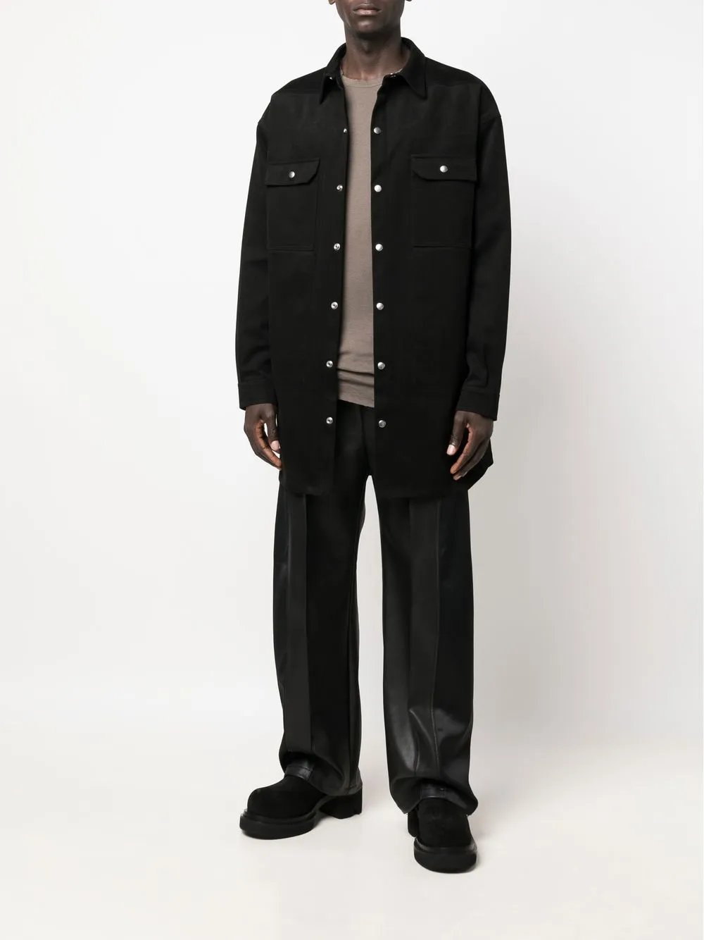 Rick Owens Oversized shirtjack - Zwart