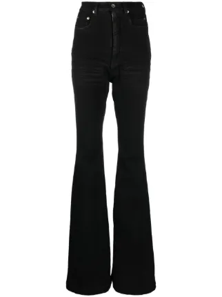 High-rise cotton-blend pants in black - Rick Owens