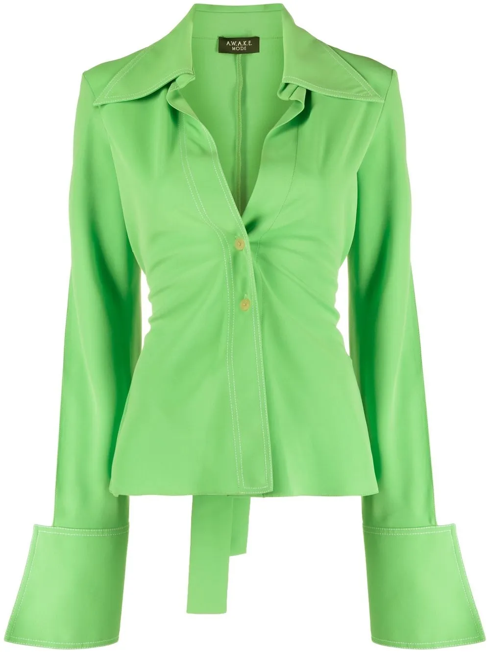 A.W.A.K.E. Mode camisa fruncida con puños oversize - Verde
