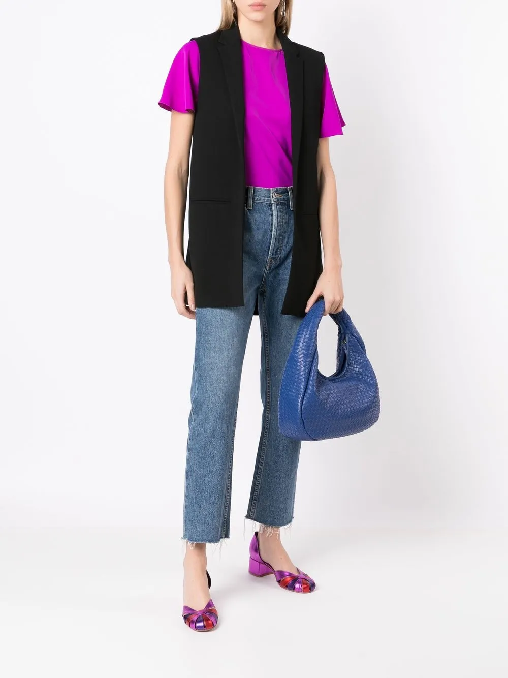 Sarah Chofakian Chicago geweven shopper - Blauw