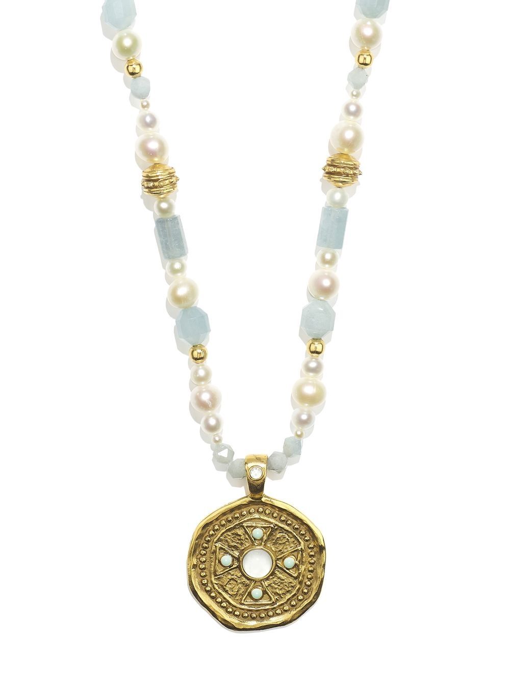 Goossens Syracuse Medal Necklace In Weiss