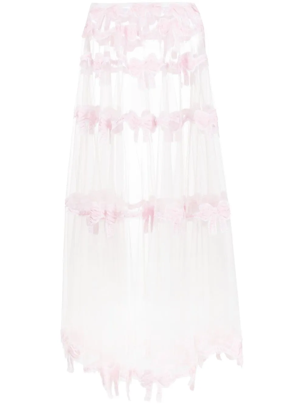 

Saint Sintra sheer bow-embroidered skirt - Pink