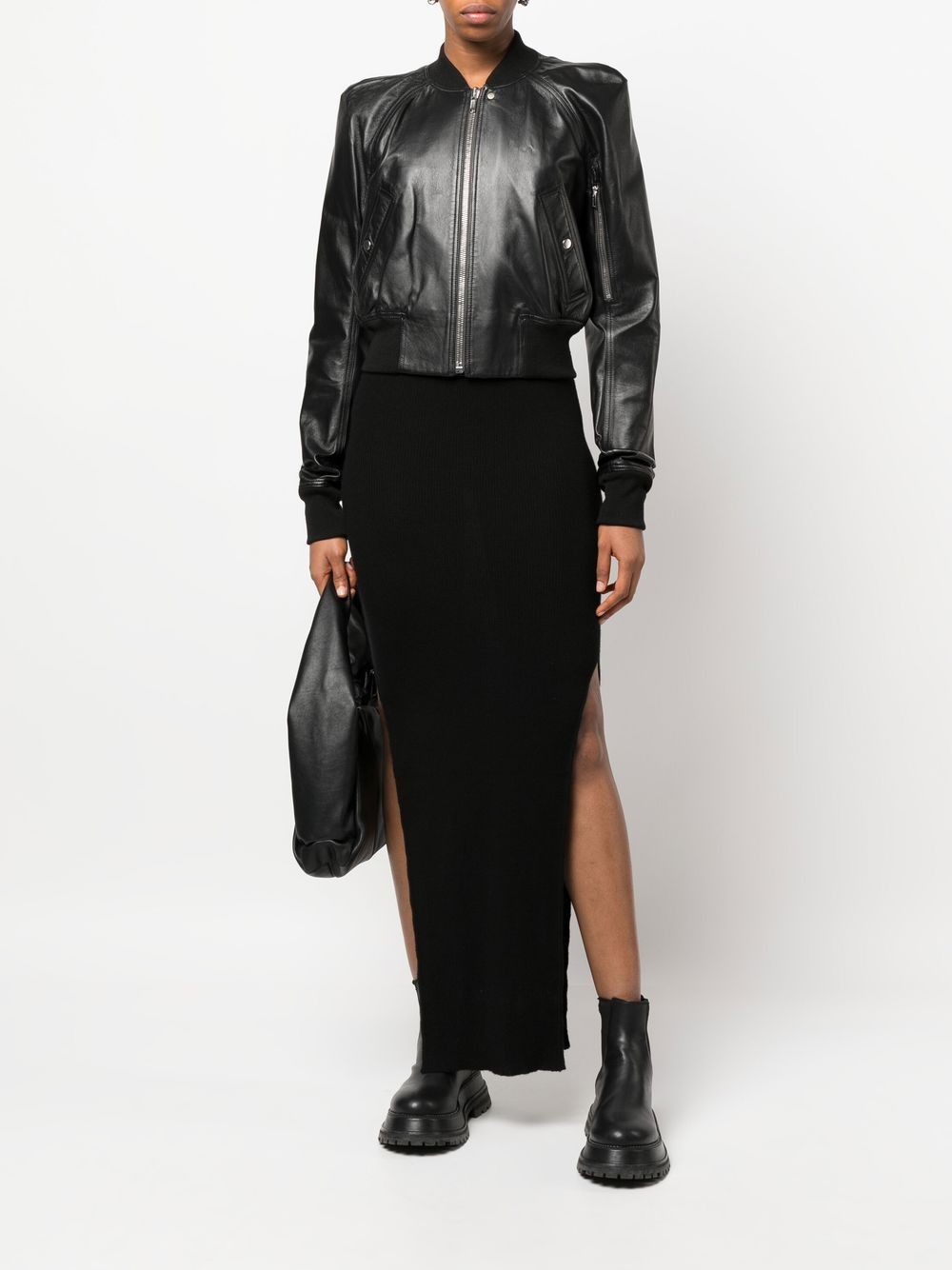 Rick Owens Cropped pilotenjack - Zwart