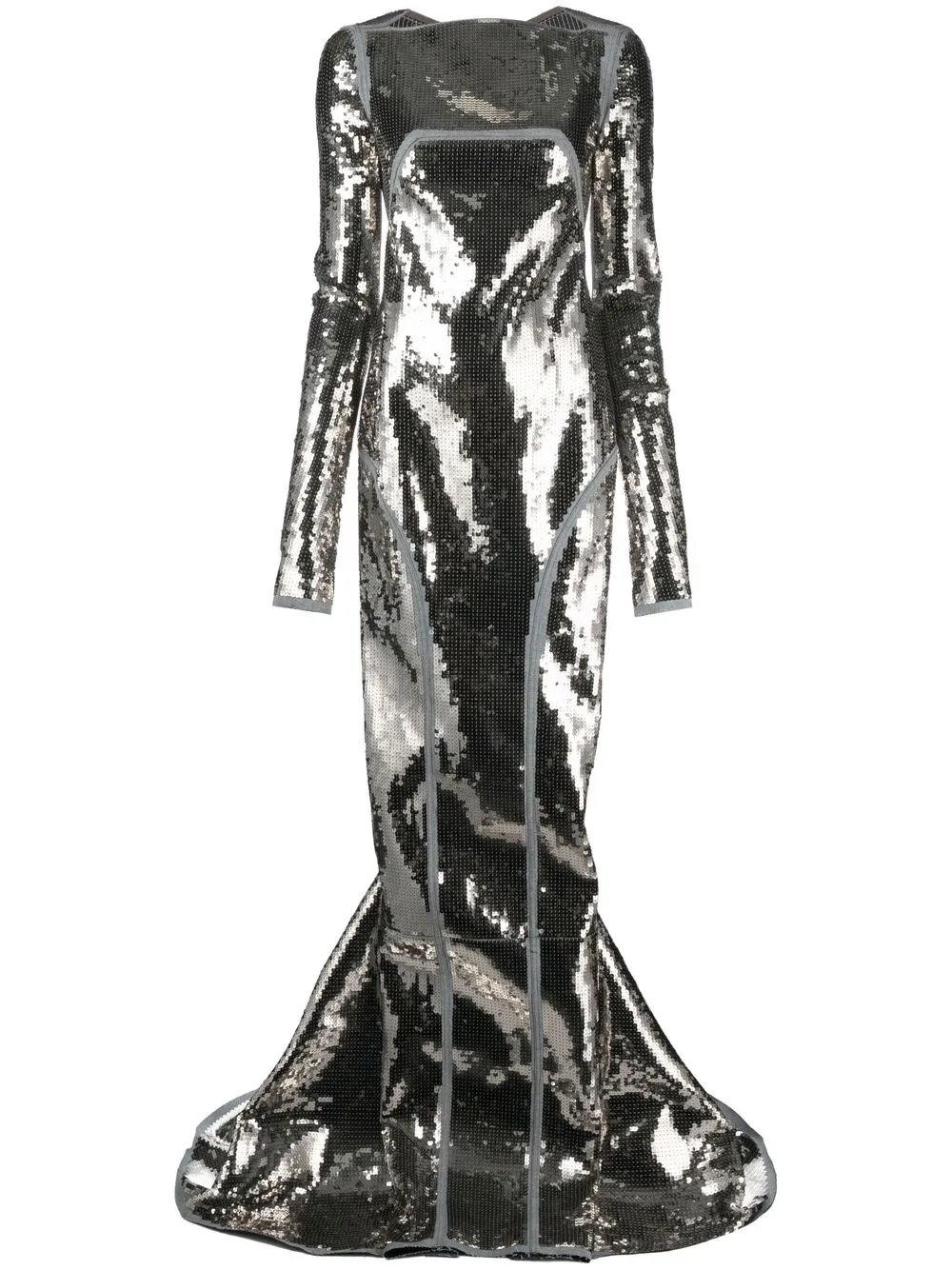 

Rick Owens embroidered sequin-design gown - Grey