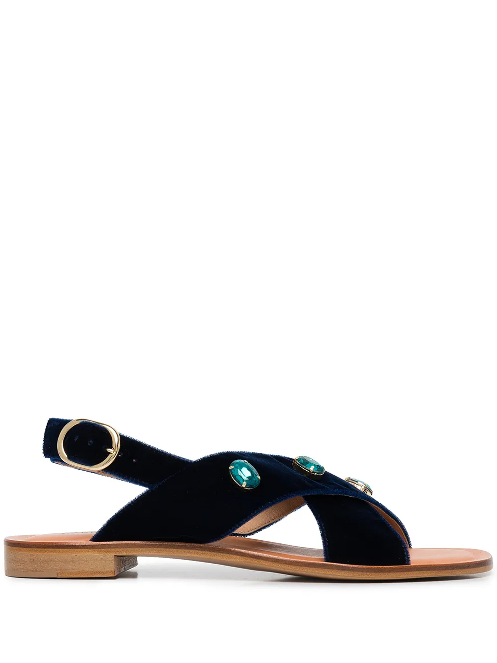 

Madison.Maison cross-strap jewelled sandals - Blue