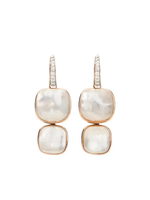 Pomellato 18K rose gold diamond mother-of-pearl earrings