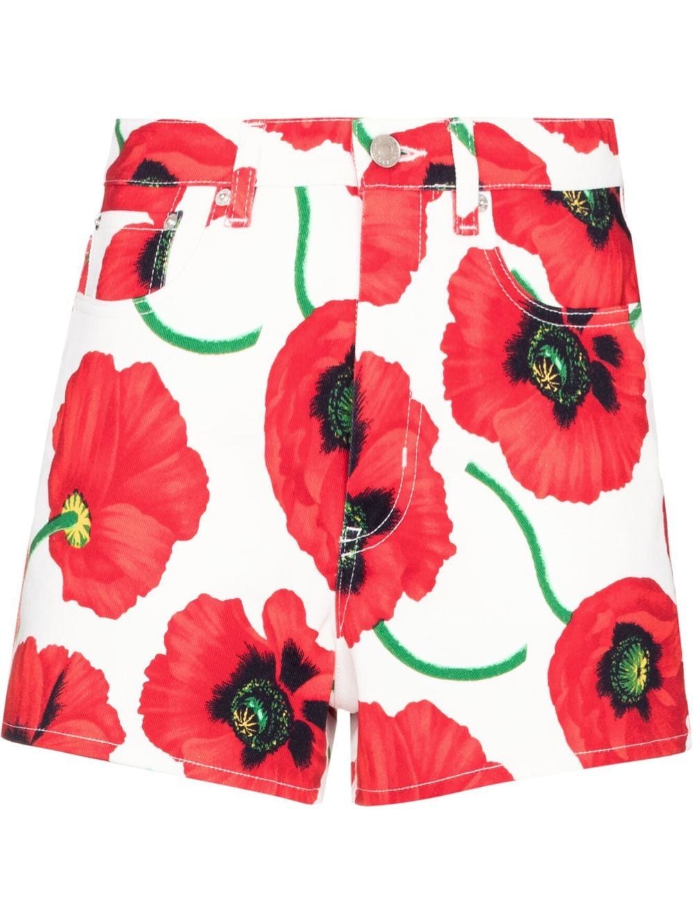 Kenzo poppy-print Mini Shorts - Farfetch