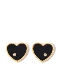 Yvonne Léon 9kt yellow gold onyx heart diamond stud earrings