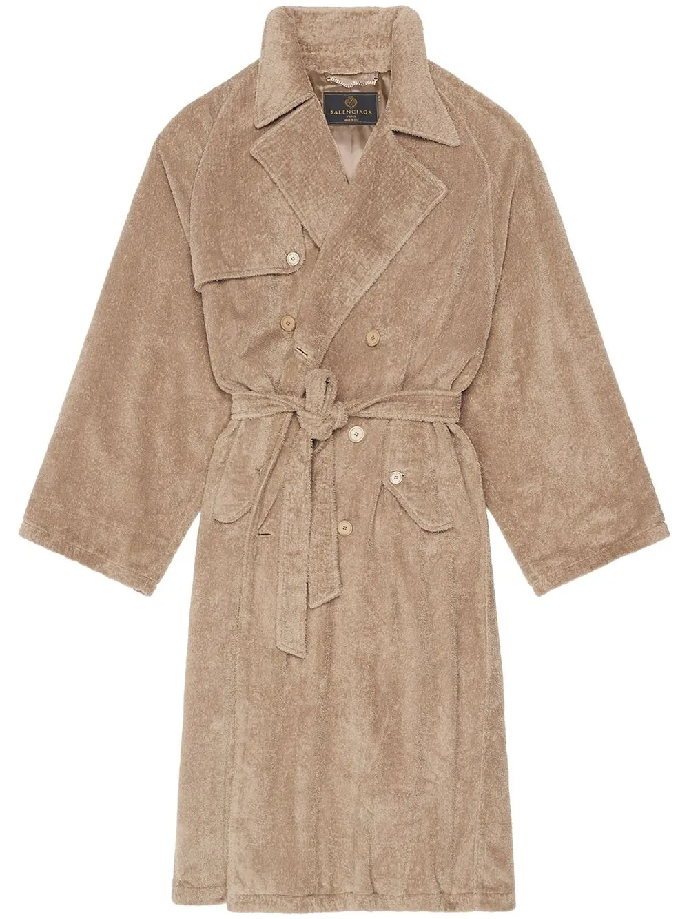 Balenciaga Towelling-finish Cotton Trench-coat In Nude