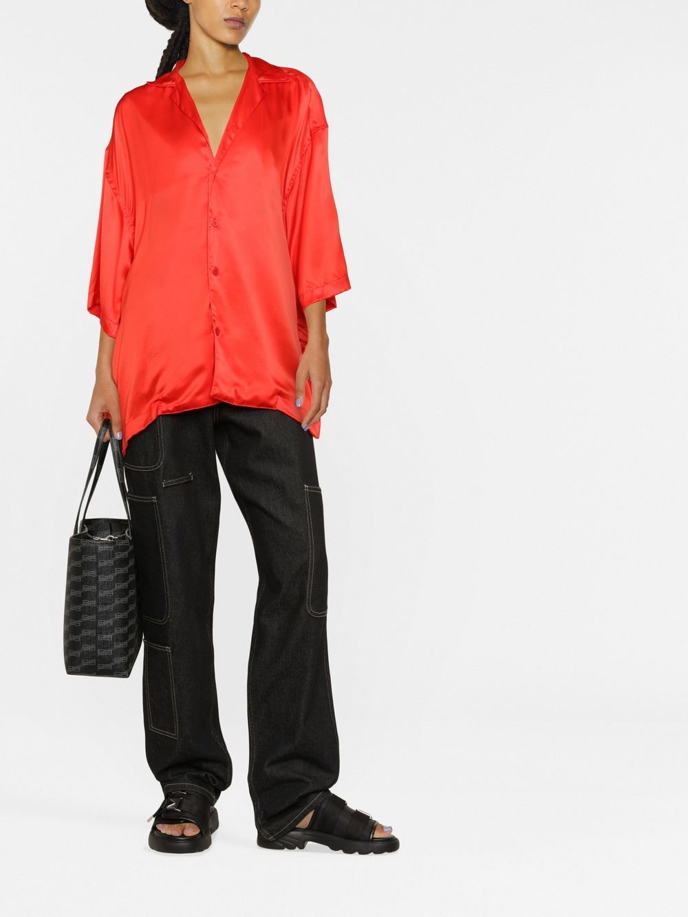 Balenciaga Blouse met gekerfde kraag - Rood