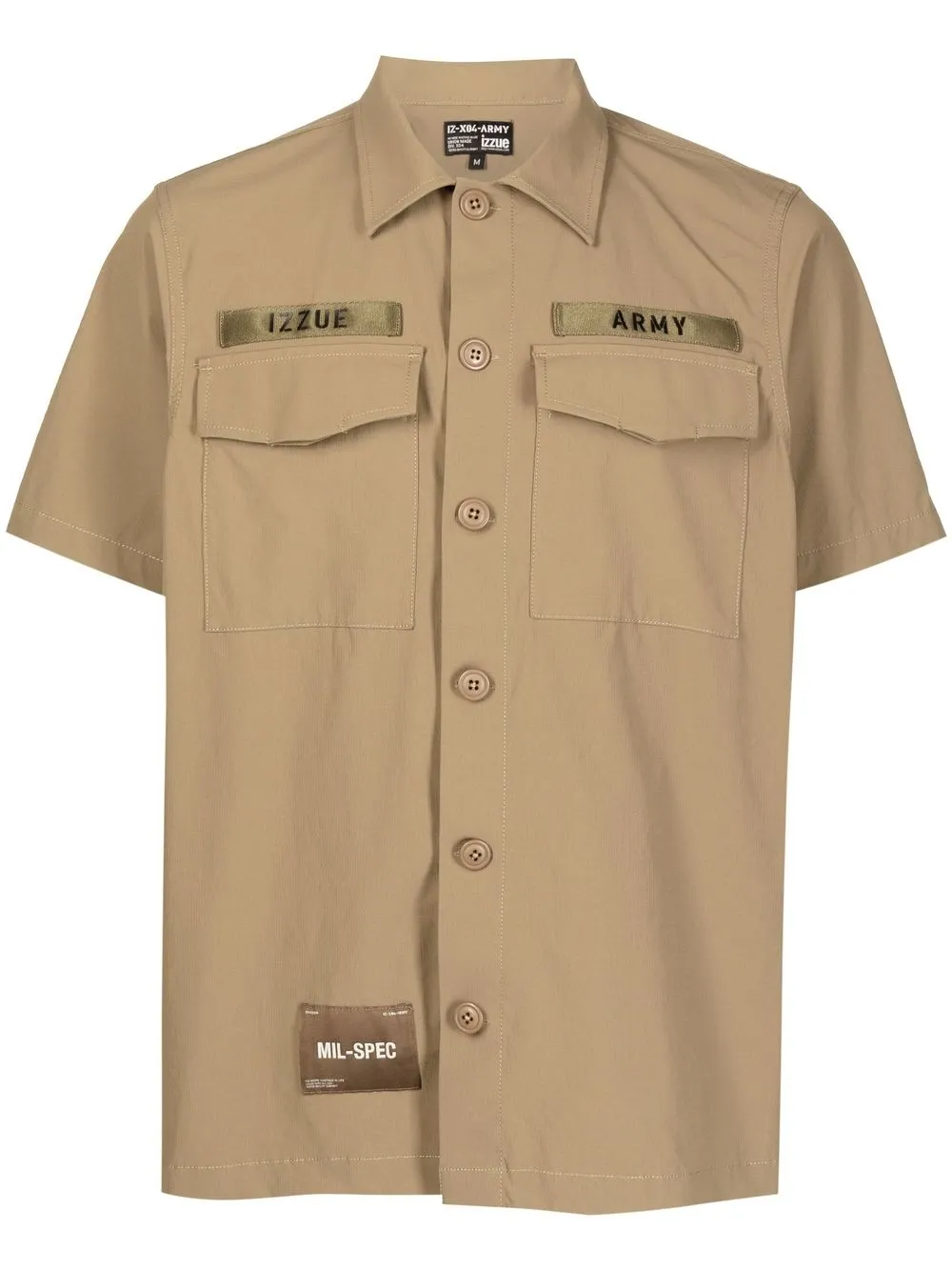 

izzue camisa con parche militar - Marrón