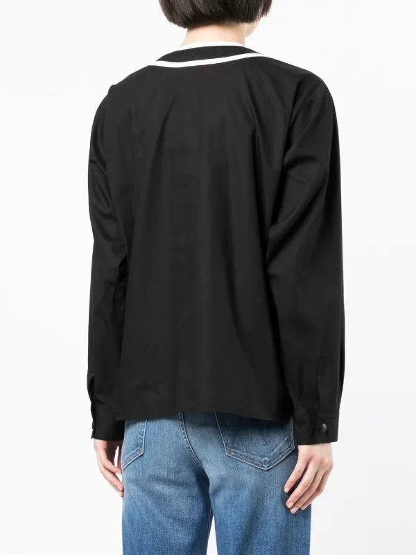 Agnès b. two-tone V-neck Blouse - Farfetch