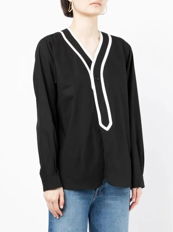 Agnès b. two-tone V-neck Blouse - Farfetch