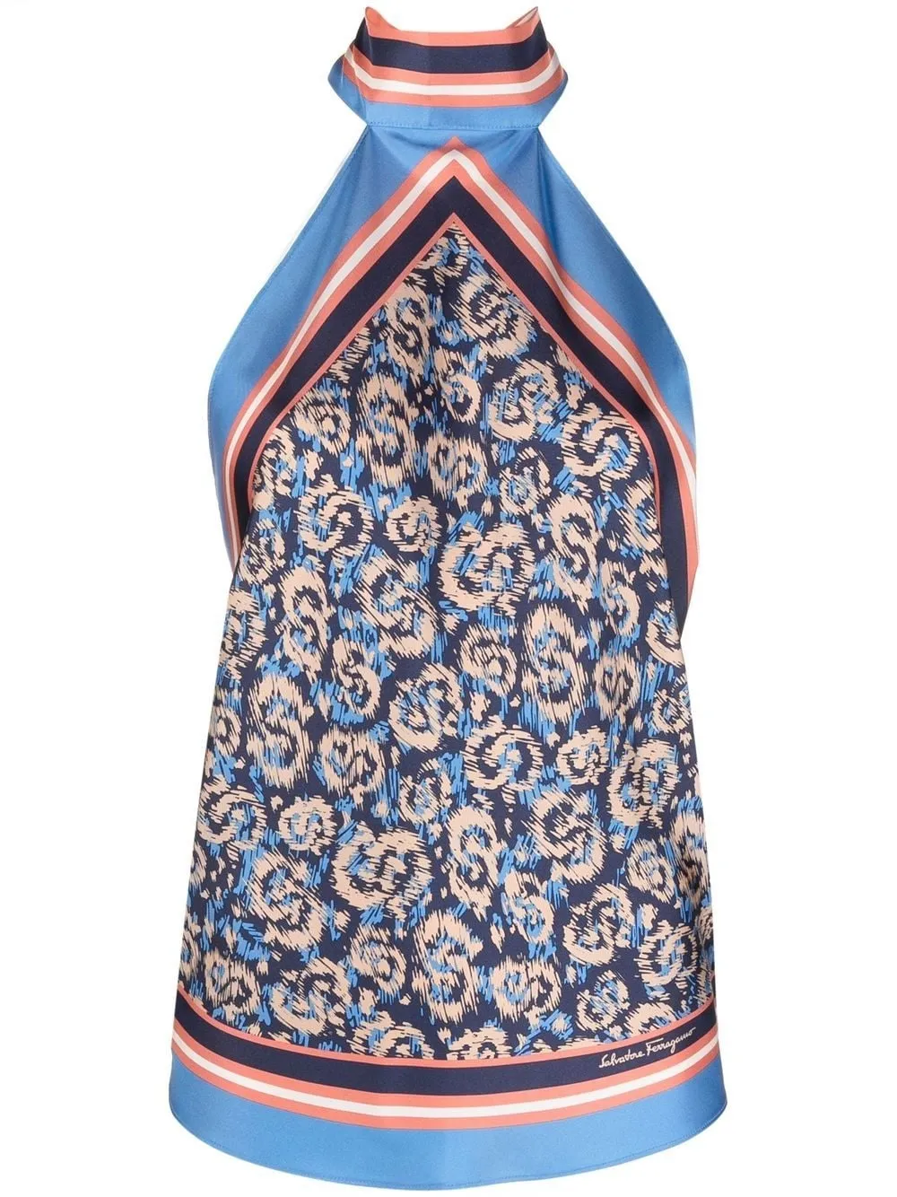 

Ferragamo animal-print halterneck top - Blue