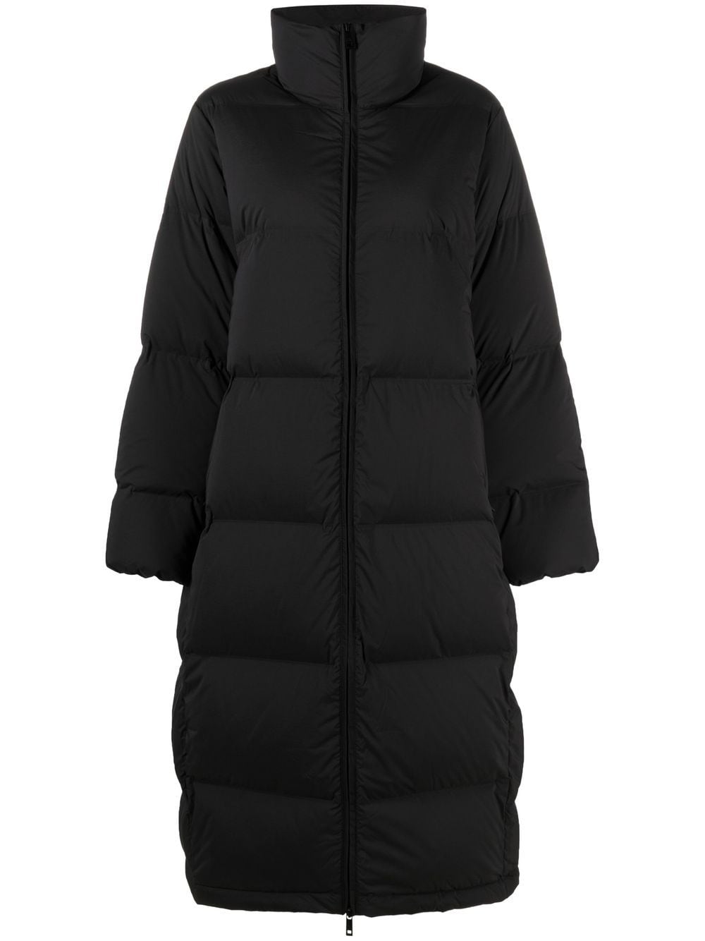 Shop Calvin Klein Funnel-neck Padded Coat In 黑色