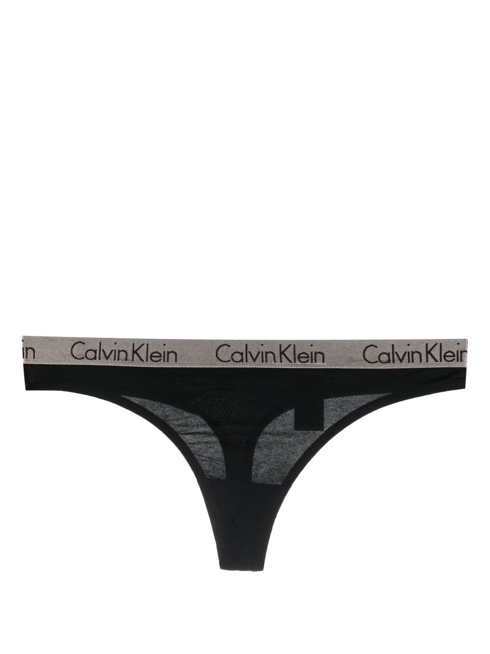 Calvin Klein three-pack logo-waistband thongs - Zwart