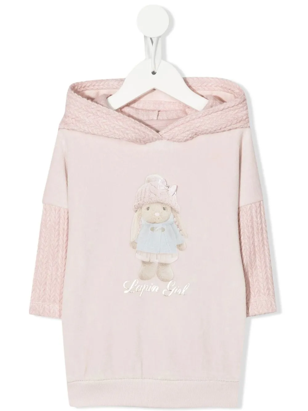 

Lapin House rabbit-print hooded dress - Pink