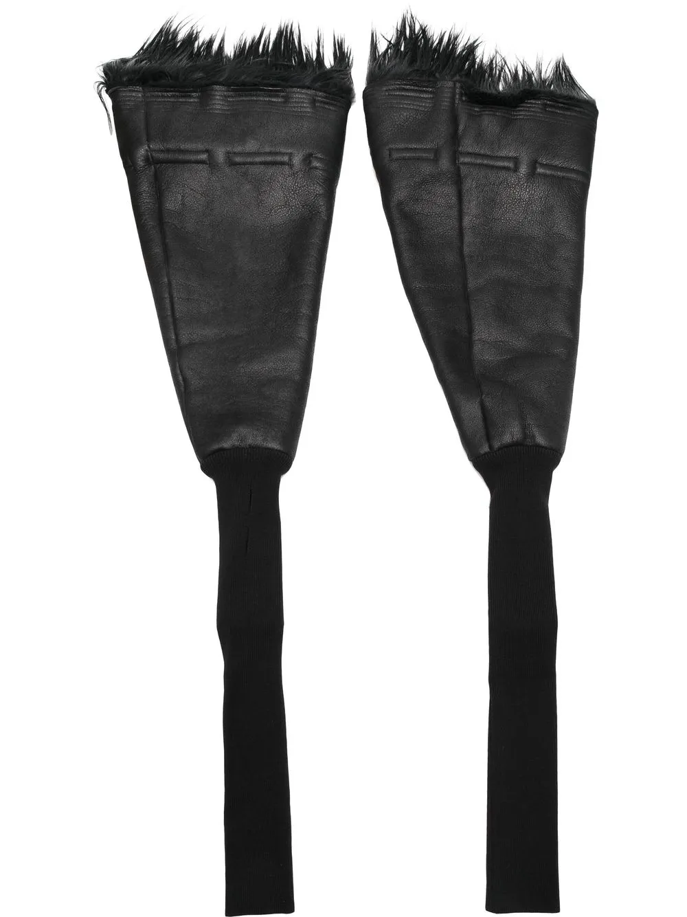 

Rick Owens Gauntlet leather-wool gloves - Black