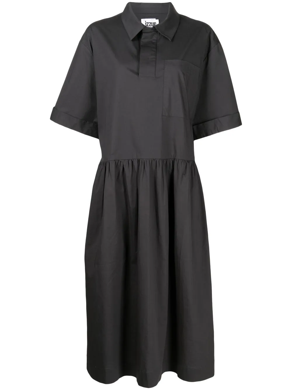 

izzue vestido acampanado manga corta - Negro