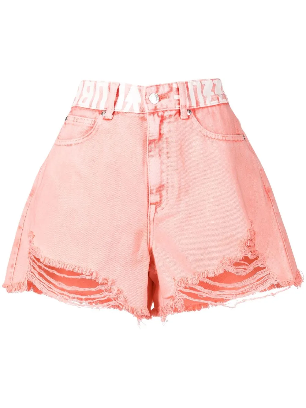 

izzue shorst de mezclilla con efecto envejecido - Rosado