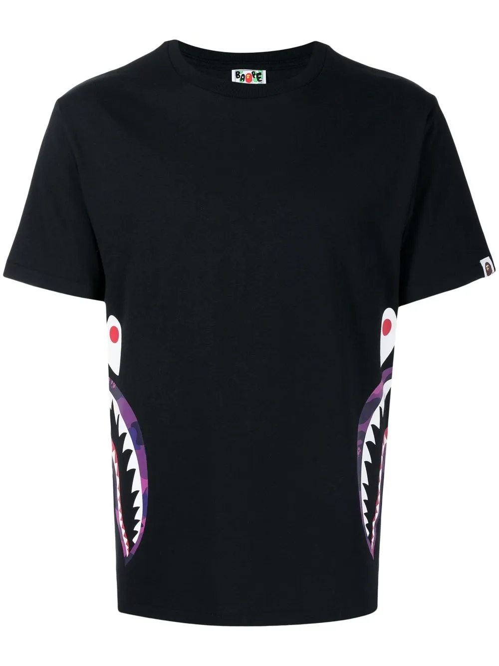 

A BATHING APE® playera Shark con motivo militar - Negro