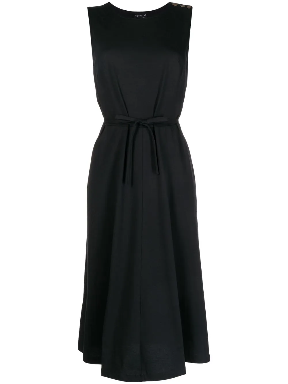

agnès b. vestido Dunois midi con cintura lazada - Negro