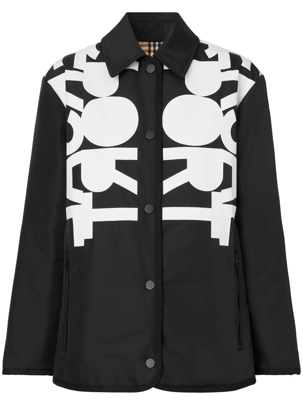 

Burberry sobrecamisa con logo estampado - Negro