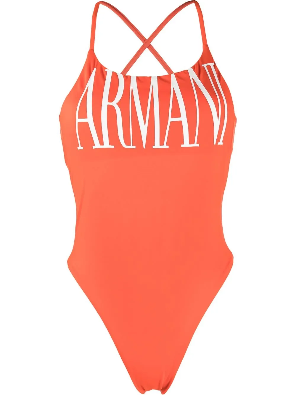 

Emporio Armani logo-print stretch one-piece - Orange